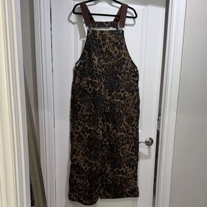 Cider Leopard Print Overalls with Brown Straps NWT